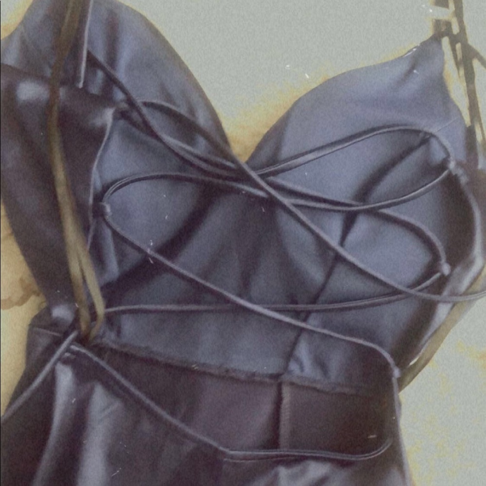 Long Mermaid style w/ lace up back Dress -Navy Blue  in a size XS.